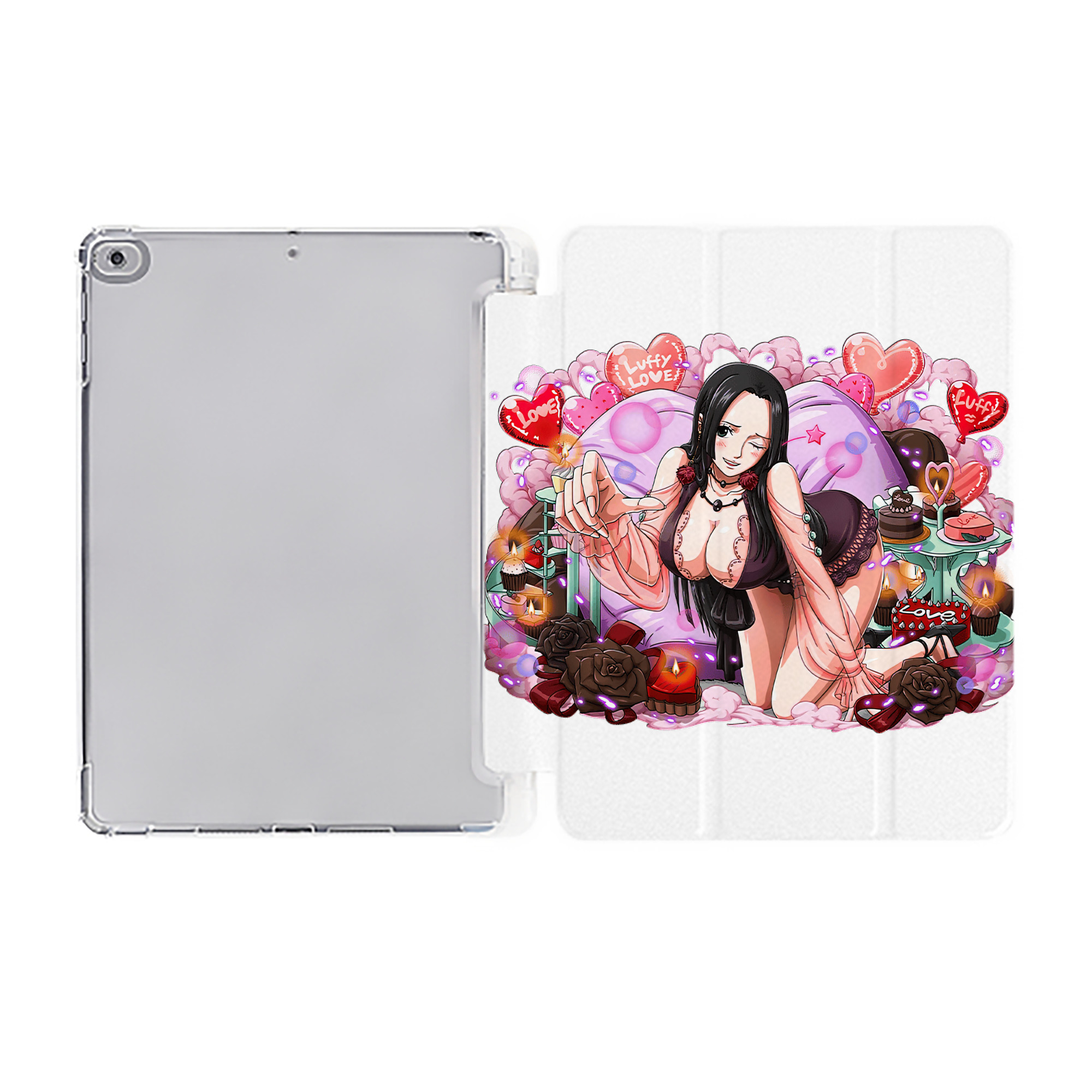 （画像用） ワンピース ボア・ハンコック ONE PIECE Boa·Hancock IPad ケース ペン収納付き 三つ折りスタンド PUレザー×シリコン 対応機種9.5/10.5/10.9インチ